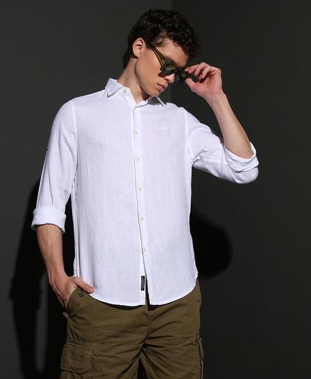 STUDIOS CASUAL LINEN L/S MEN'S WHITE SHIRT