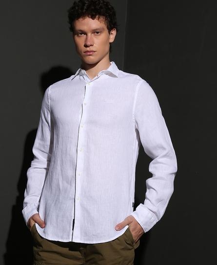 STUDIOS CASUAL LINEN L/S MEN'S WHITE SHIRT