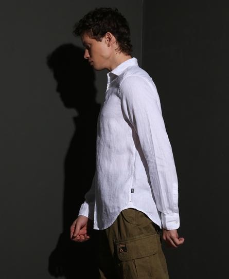 STUDIOS CASUAL LINEN L/S MEN'S WHITE SHIRT