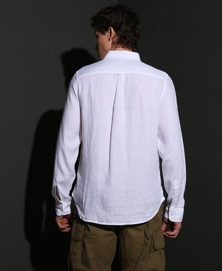 STUDIOS CASUAL LINEN L/S MEN'S WHITE SHIRT