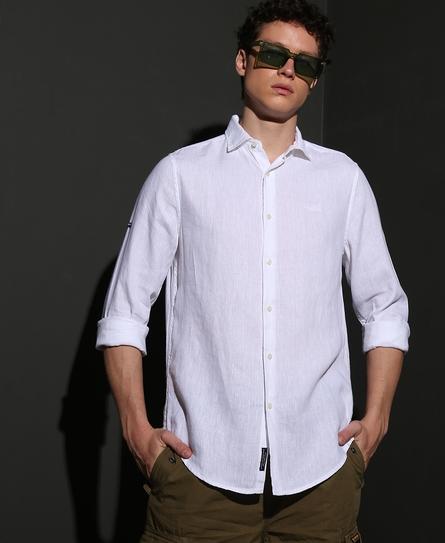 STUDIOS CASUAL LINEN L/S MEN'S WHITE SHIRT