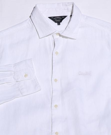 STUDIOS CASUAL LINEN L/S MEN'S WHITE SHIRT