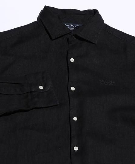 STUDIOS CASUAL LINEN L/S MEN'S BLACK SHIRT