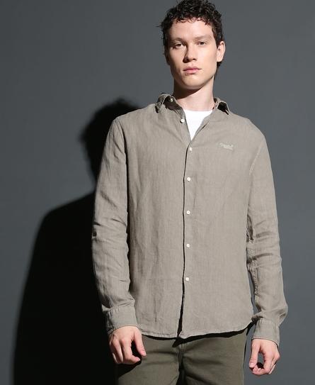 STUDIOS CASUAL LINEN L/S MEN'S GREEN SHIRT