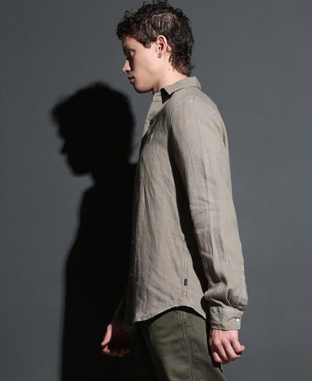 STUDIOS CASUAL LINEN L/S MEN'S GREEN SHIRT