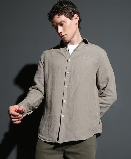 STUDIOS CASUAL LINEN L/S MEN'S GREEN SHIRT