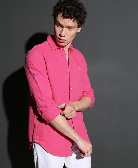 STUDIOS CASUAL LINEN L/S MEN'S PINK SHIRT