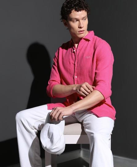 STUDIOS CASUAL LINEN L/S MEN'S PINK SHIRT