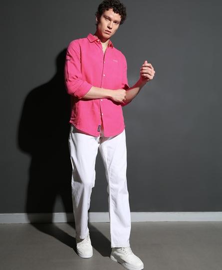 STUDIOS CASUAL LINEN L/S MEN'S PINK SHIRT