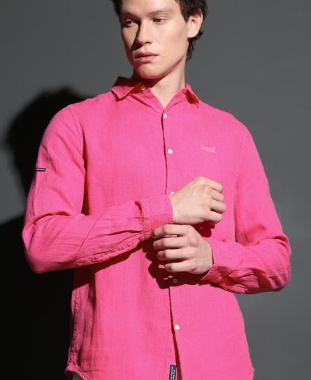 STUDIOS CASUAL LINEN L/S MEN'S PINK SHIRT