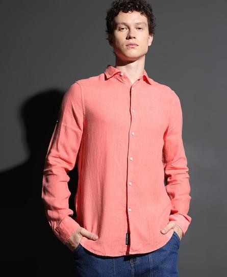 STUDIOS CASUAL LINEN L/S MEN'S ORANGE SHIRT