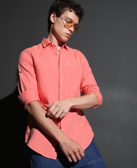 STUDIOS CASUAL LINEN L/S MEN'S ORANGE SHIRT