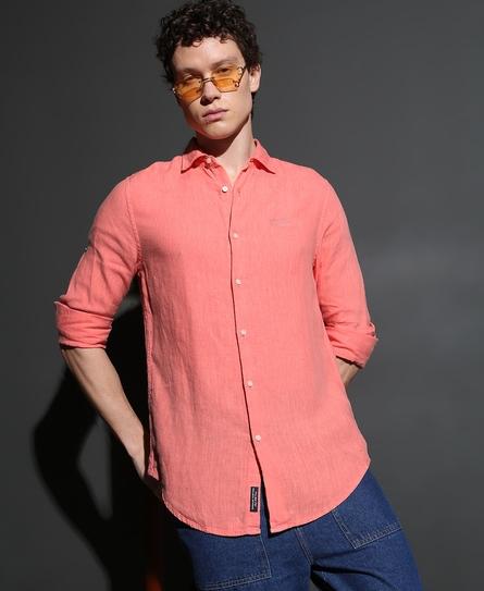 STUDIOS CASUAL LINEN L/S MEN'S ORANGE SHIRT