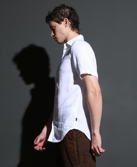 STUDIOS CASUAL LINEN S/S MEN'S WHITE SHIRT