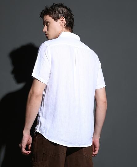 STUDIOS CASUAL LINEN S/S MEN'S WHITE SHIRT