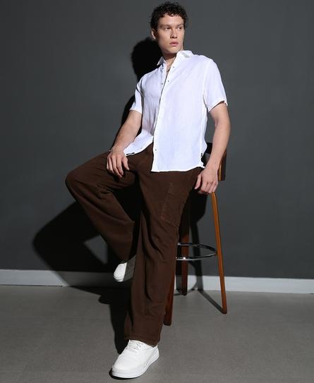 STUDIOS CASUAL LINEN S/S MEN'S WHITE SHIRT