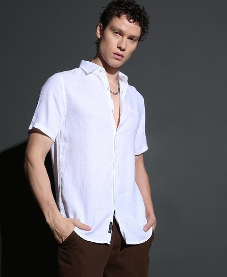 STUDIOS CASUAL LINEN S/S MEN'S WHITE SHIRT