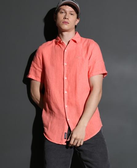 STUDIOS CASUAL LINEN S/S MEN'S ORANGE SHIRT