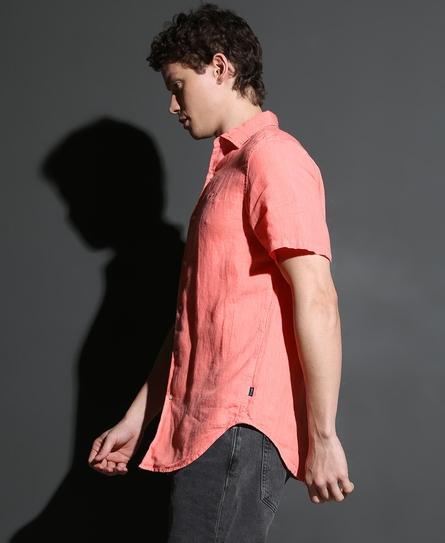 STUDIOS CASUAL LINEN S/S MEN'S ORANGE SHIRT