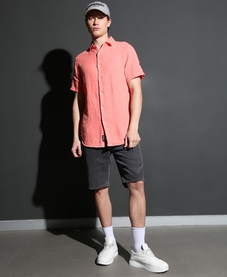 STUDIOS CASUAL LINEN S/S MEN'S ORANGE SHIRT