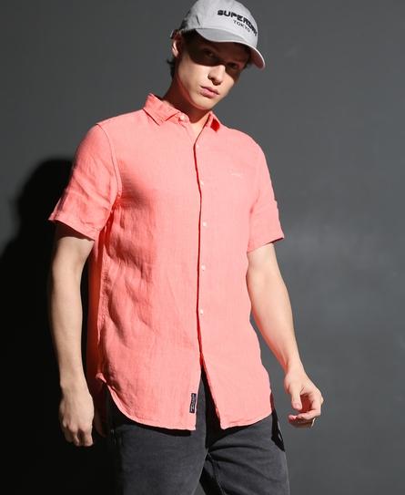 STUDIOS CASUAL LINEN S/S MEN'S ORANGE SHIRT