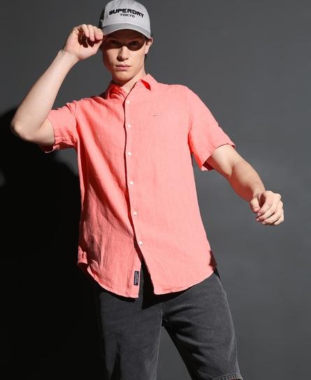 STUDIOS CASUAL LINEN S/S MEN'S ORANGE SHIRT