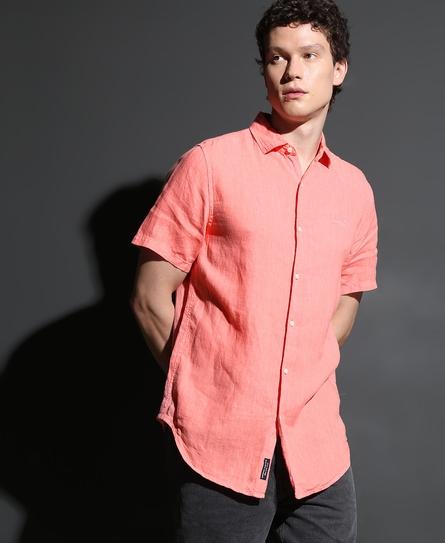 STUDIOS CASUAL LINEN S/S MEN'S ORANGE SHIRT