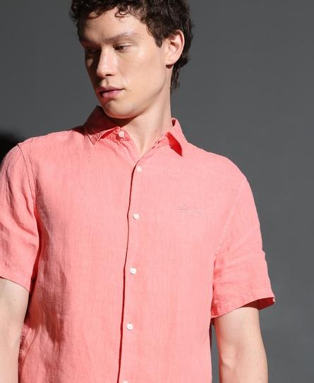 STUDIOS CASUAL LINEN S/S MEN'S ORANGE SHIRT