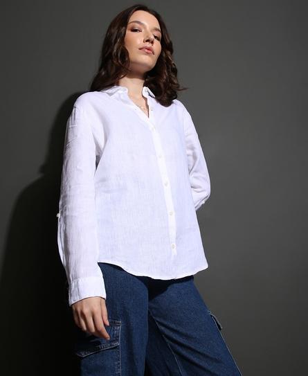 STUDIOS CASUAL LINEN L/S WOMEN'S WHITE SHIRT