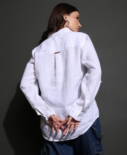 STUDIOS CASUAL LINEN L/S WOMEN'S WHITE SHIRT