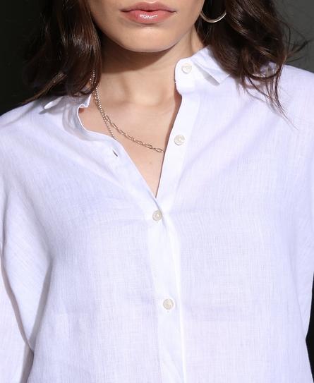 STUDIOS CASUAL LINEN L/S WOMEN'S WHITE SHIRT