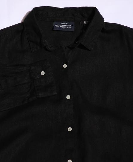 STUDIOS CASUAL LINEN L/S WOMEN'S BLACK SHIRT