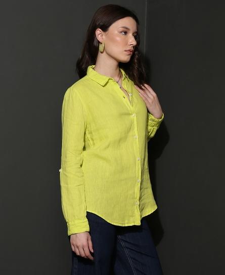 STUDIOS CASUAL LINEN L/S WOMEN'S YELLOW SHIRT