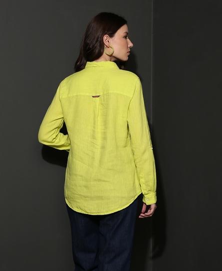 STUDIOS CASUAL LINEN L/S WOMEN'S YELLOW SHIRT