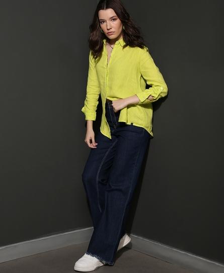 STUDIOS CASUAL LINEN L/S WOMEN'S YELLOW SHIRT