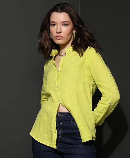 STUDIOS CASUAL LINEN L/S WOMEN'S YELLOW SHIRT