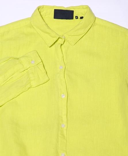 STUDIOS CASUAL LINEN L/S WOMEN'S YELLOW SHIRT