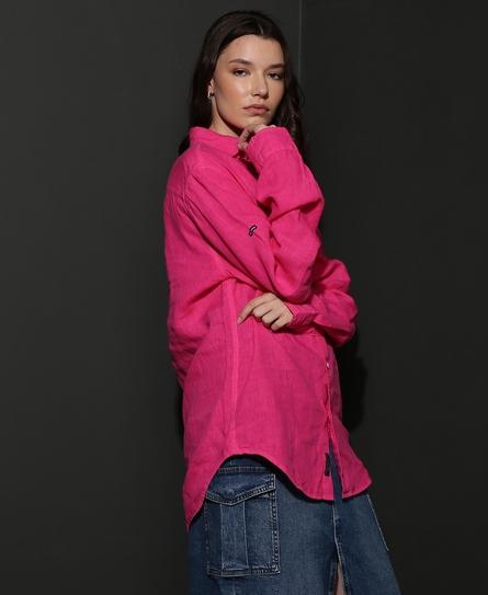 STUDIOS CASUAL LINEN L/S WOMEN'S PINK SHIRT