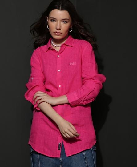 STUDIOS CASUAL LINEN L/S WOMEN'S PINK SHIRT