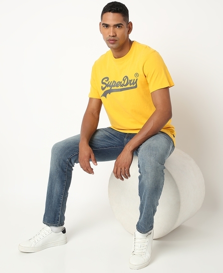 VINTAGE CLEAN LOGO MEN'S YELLOW T-SHIRT