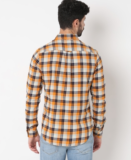 VINTAGE L/S CHECK MEN'S ORANGE SHIRT 