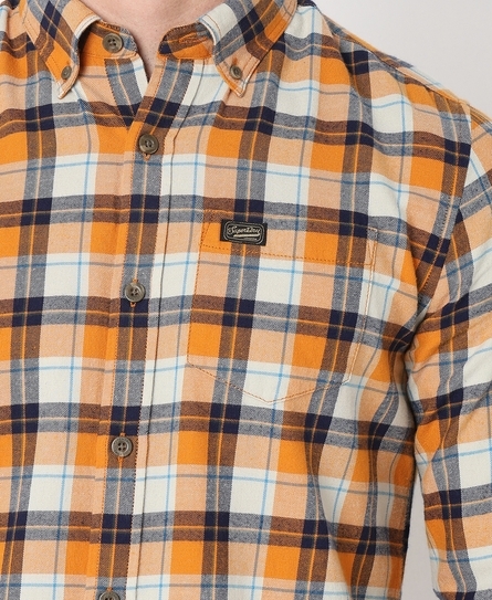 VINTAGE L/S CHECK MEN'S ORANGE SHIRT 