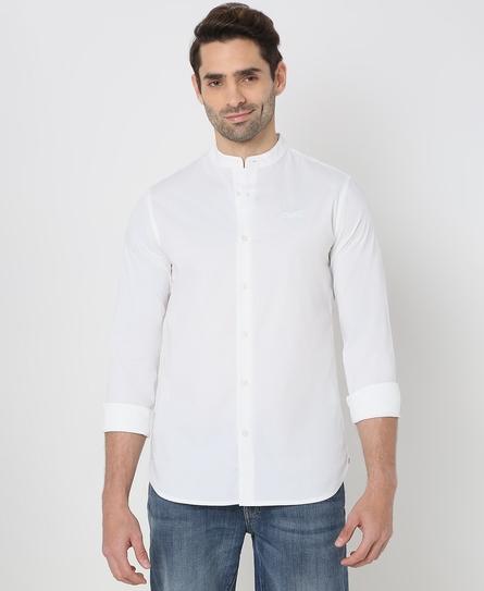 MANDARIN L/S PREMIUM STRETCH MEN'S WHITE SHIRT