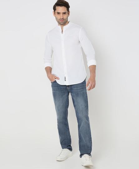 MANDARIN L/S PREMIUM STRETCH MEN'S WHITE SHIRT