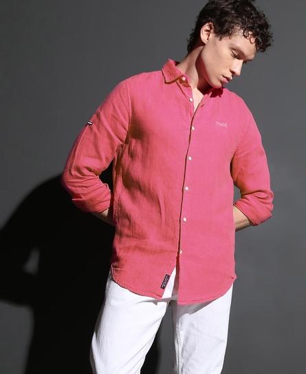 STUDIOS CASUAL LINEN L/S MEN'S PINK SHIRT