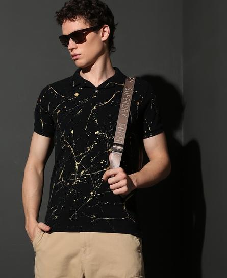 PAINT SPLATTER S/S MEN'S BLACK POLO