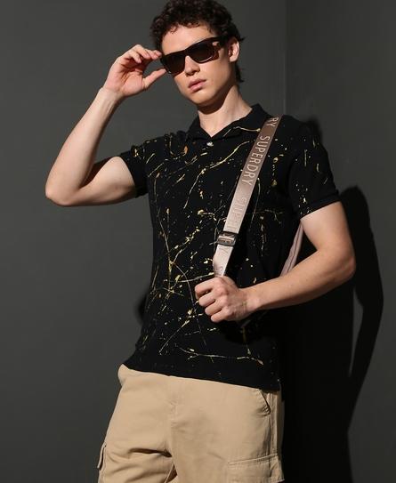 PAINT SPLATTER S/S MEN'S BLACK POLO