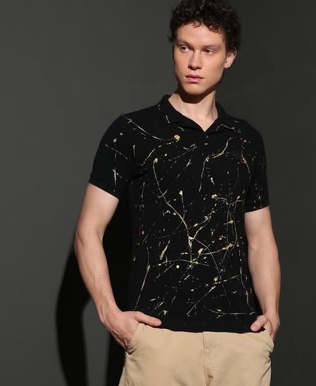 PAINT SPLATTER S/S MEN'S BLACK POLO