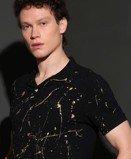 PAINT SPLATTER S/S MEN'S BLACK POLO