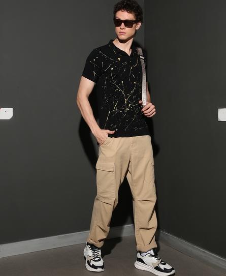 PAINT SPLATTER S/S MEN'S BLACK POLO